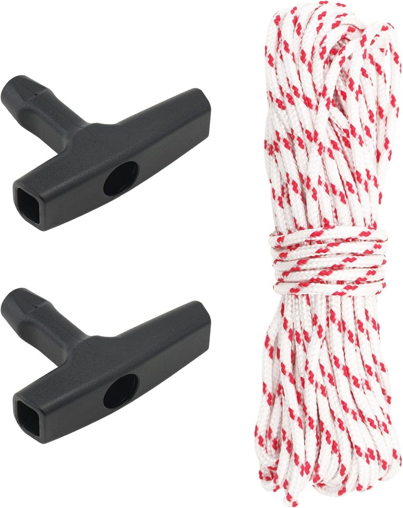 KINGLAKE Pull Cord Rope 3.5mm,32.8ft Pull Start Cord Recoil Starter Rope with 2 Starter Handle,Universal Pull Cord Replacement Lawn Mower Pull Cords for Chainsaw,Lawn Mower,Trimmer Engine - Image 1